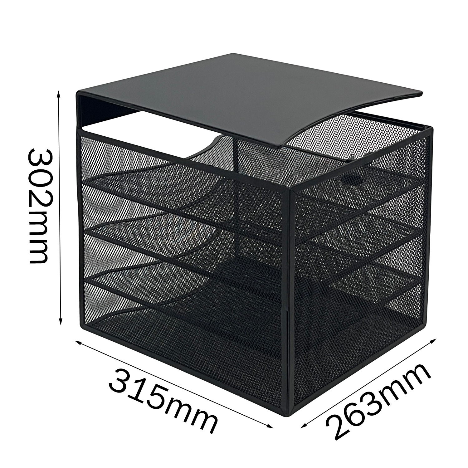 High quality office 4tier black document rack durable metal mesh under desk storage hanging magazine paper file holder organizer
